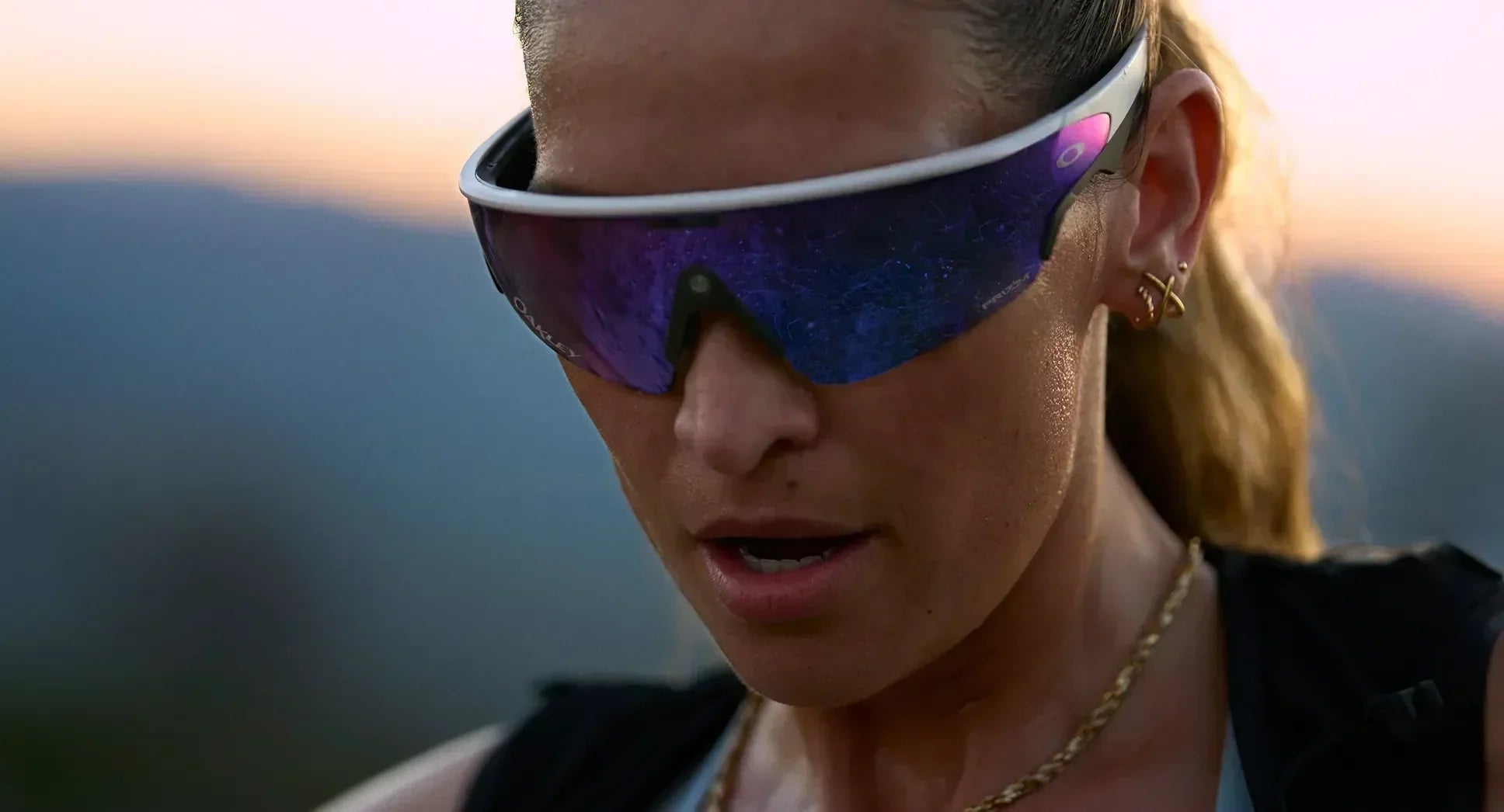 White Woman Wearing Oakley Vanguard AI Glasses