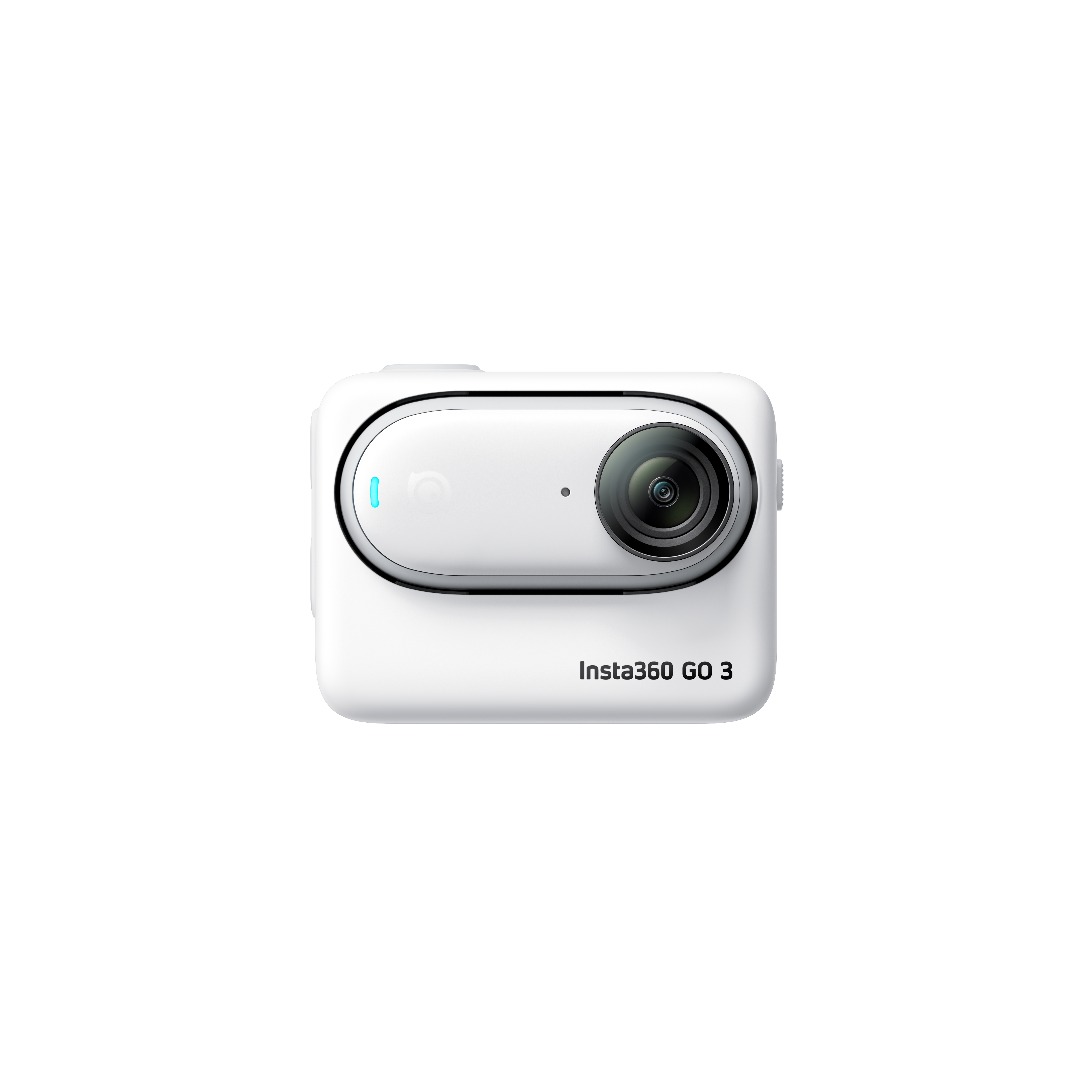 A front view of the Insta360 GO 3 coupled with the Action Pod