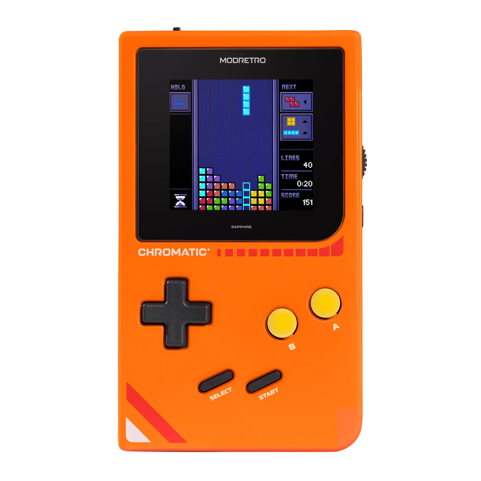 ModRetro Chromatic + Tetris Bundle Inferno Orange - Sapphire Display