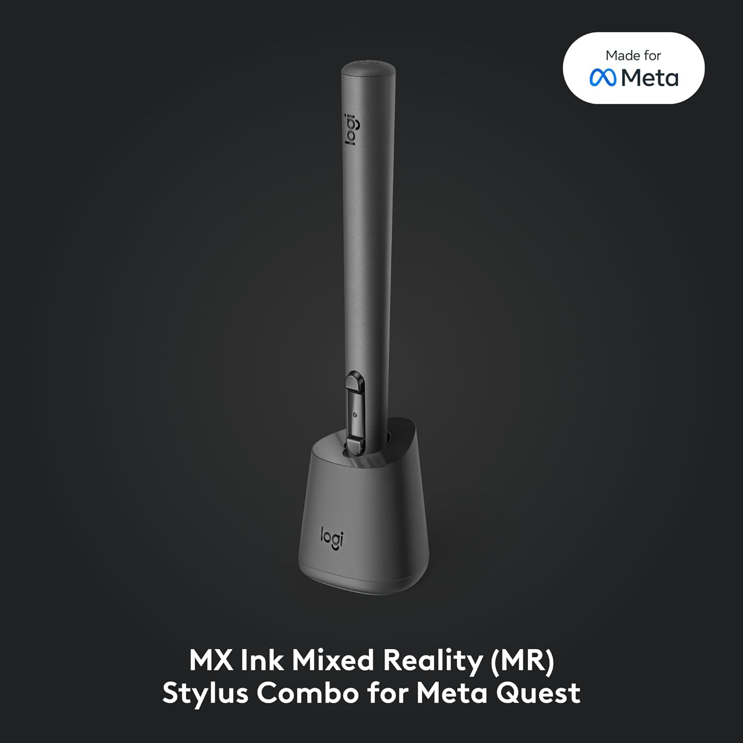 Logitech MX Ink Mixed-Reality (MR) Stylus with MX Inkwell Charging Dock for Meta Quest 2/3/3S