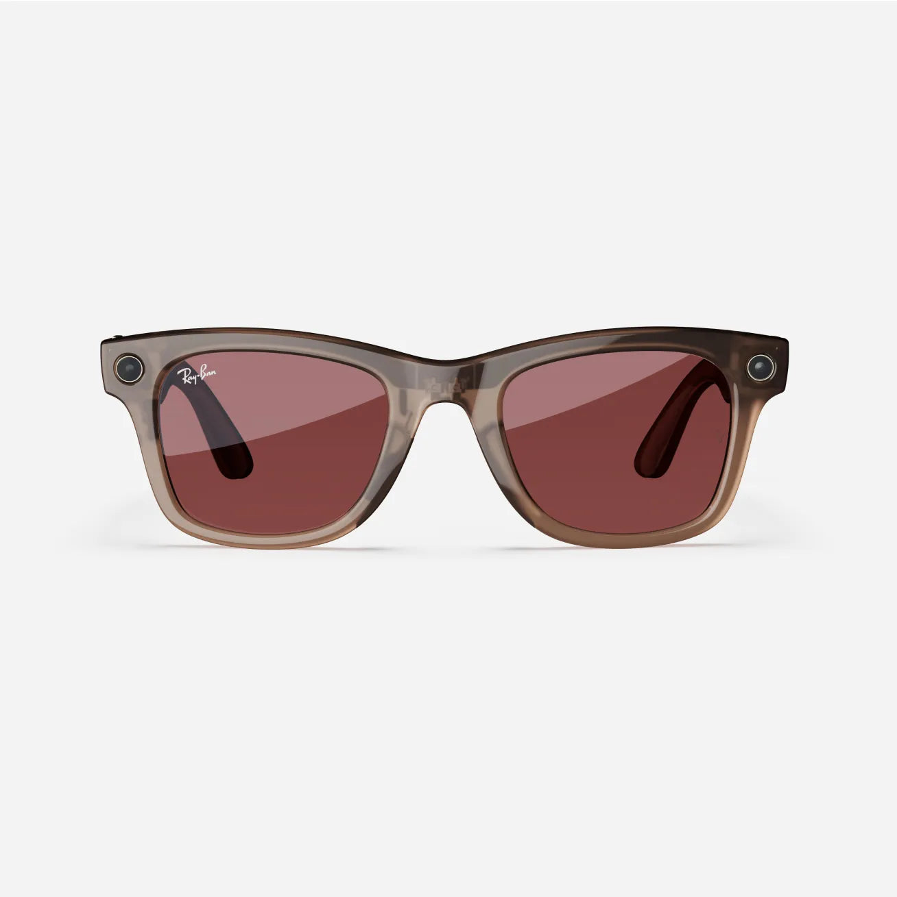 Ray-Ban Meta Wayfarer Gen 1 - (F) Shiny Warm Stone Transparent - (L) Watermelon Red Transitions - (Large)