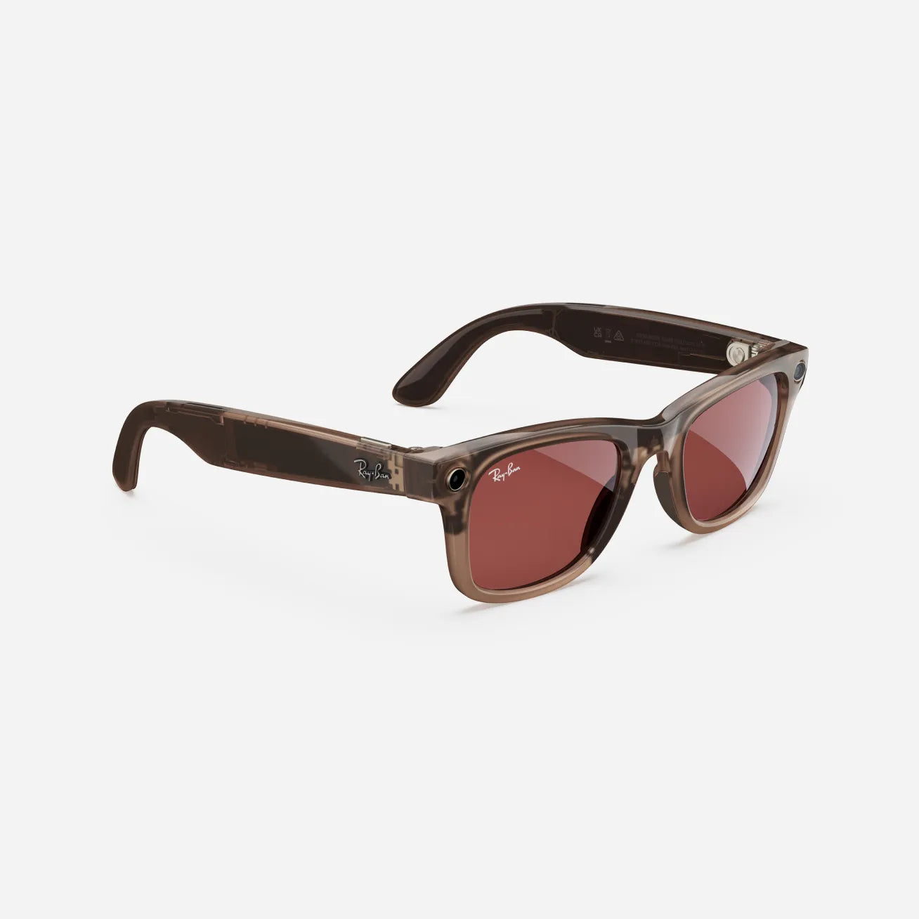 Ray-Ban Meta Wayfarer Gen 1 - (F) Shiny Warm Stone Transparent - (L) Watermelon Red Transitions - (Large)