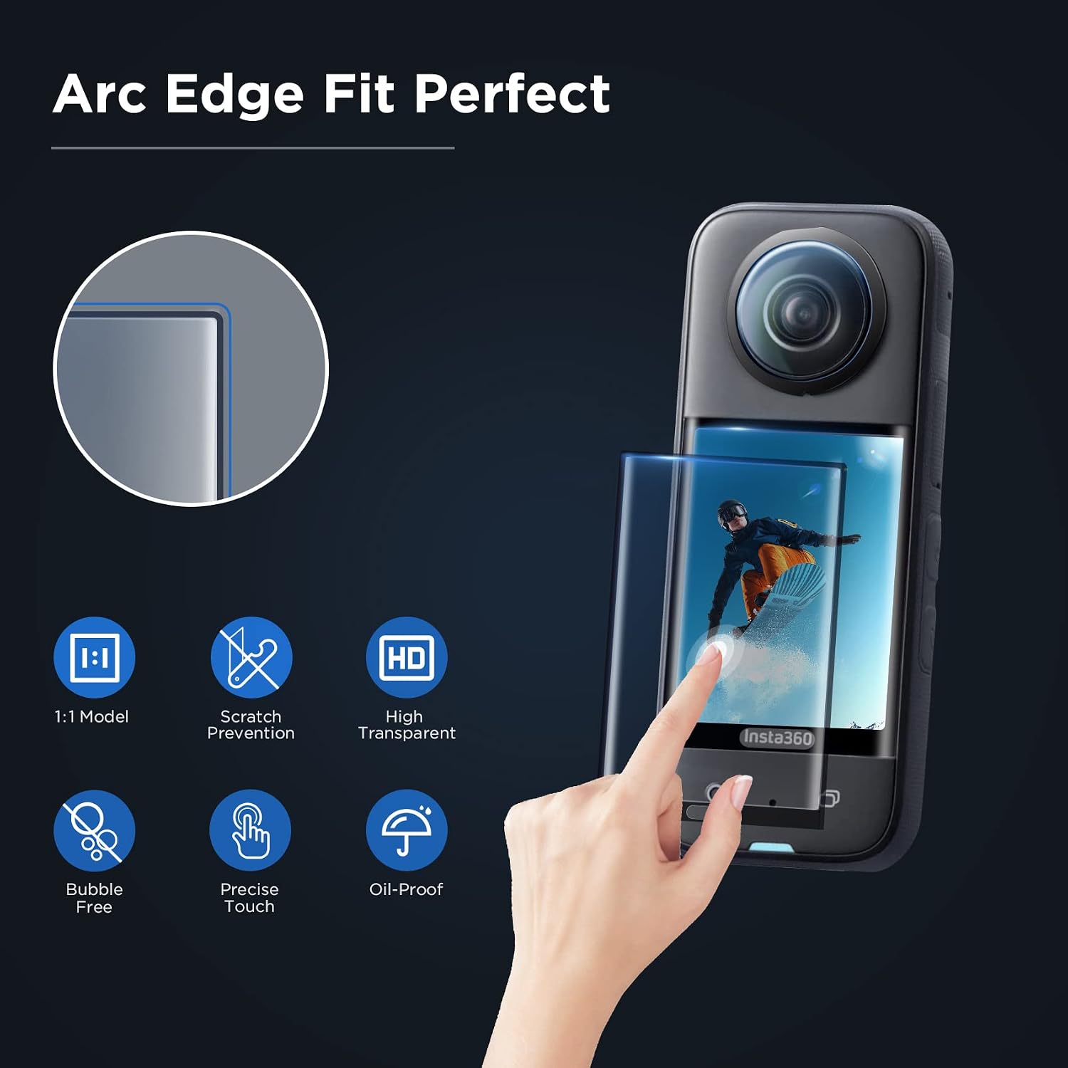 CYNOVA tempered-glass screen protector for Insta360 X3, product view 2