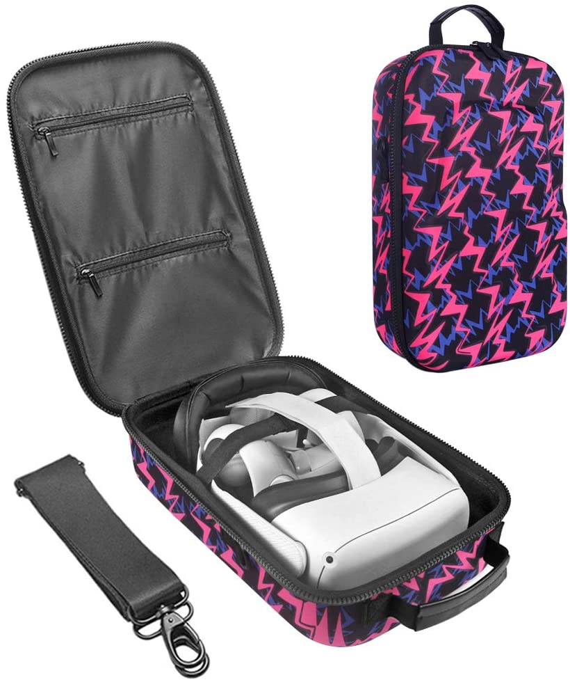 HIJIAO Hard Travel Case for Meta Quest 2 & Quest (2019) VR Gaming Headset - Purple