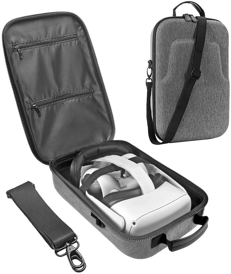 HIJIAO Hard Travel Case for Meta Quest 2 & Quest (2019) VR Gaming Headset - Grey