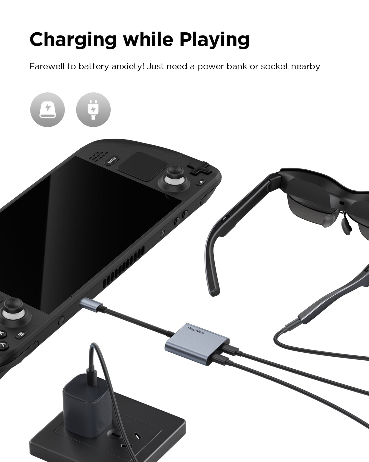 RayNeo USB-C Charging Adapter product view 3
