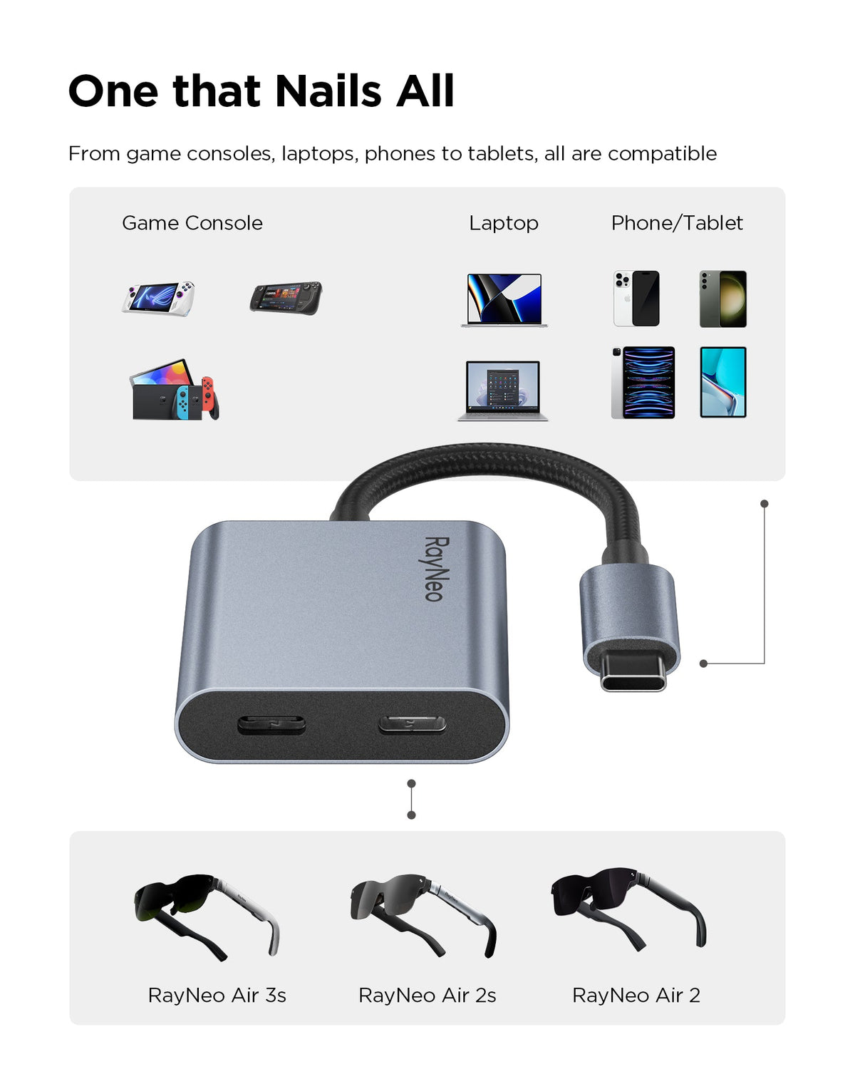 RayNeo USB-C Charging Adapter product view 2