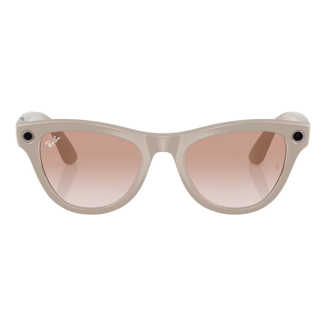 Ray-Ban - Meta Smart Glasses - Skyler - Shiny Chalky Gray / Cinnamon Pink