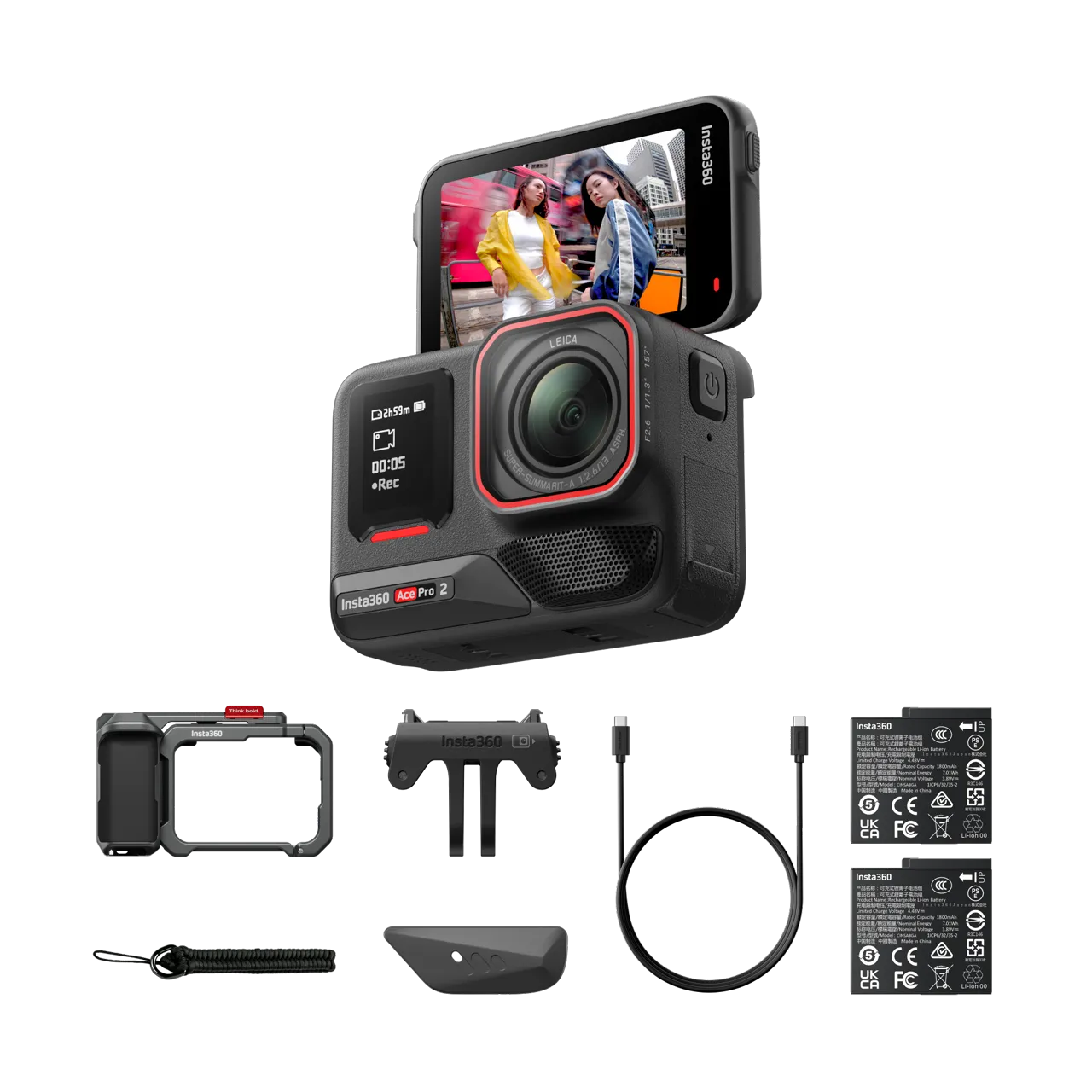 Insta360 Ace Pro 2 Action Camera Dual Battery Xplorer Bundle - Slate Grey