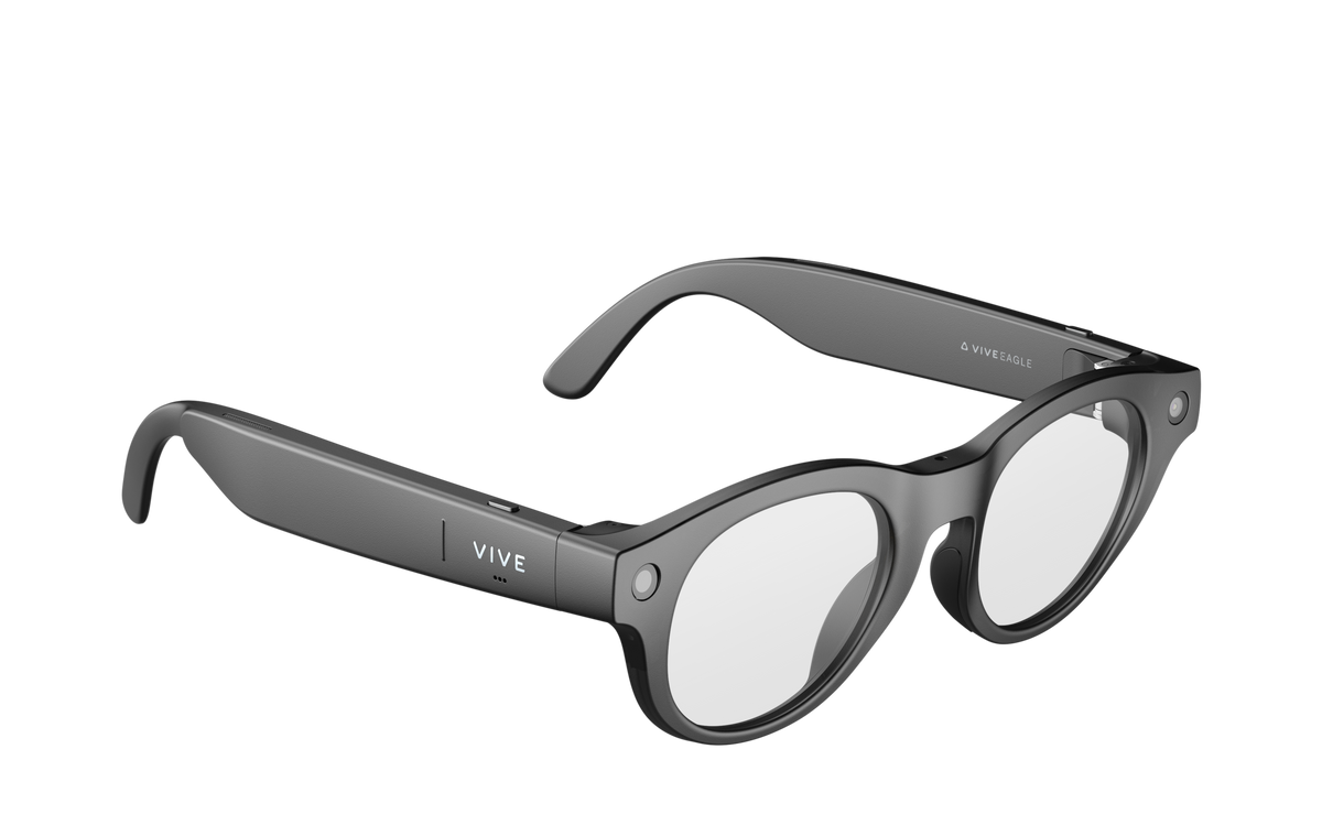 HTC VIVE Eagle AI Glasses — Pantos Clear Lens, Charcoal Black — manufacturer view 3