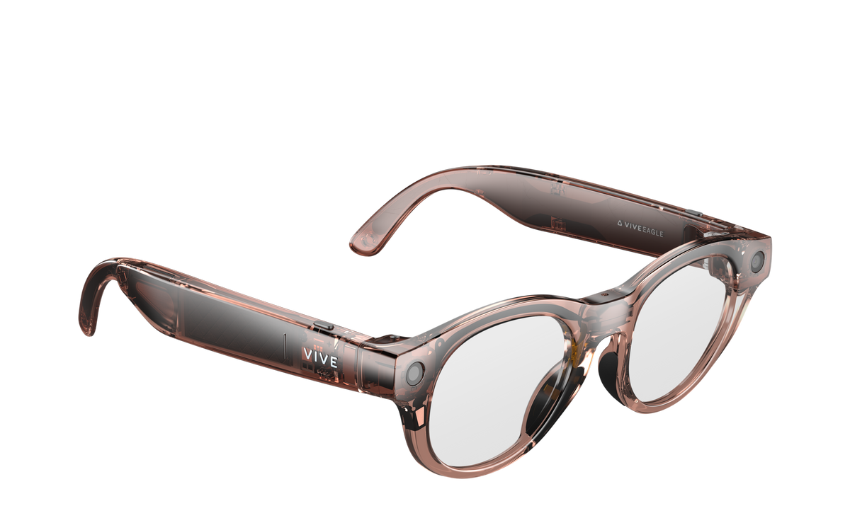 HTC VIVE Eagle AI Glasses — Pantos Clear Lens, Clear Brown — manufacturer view 3