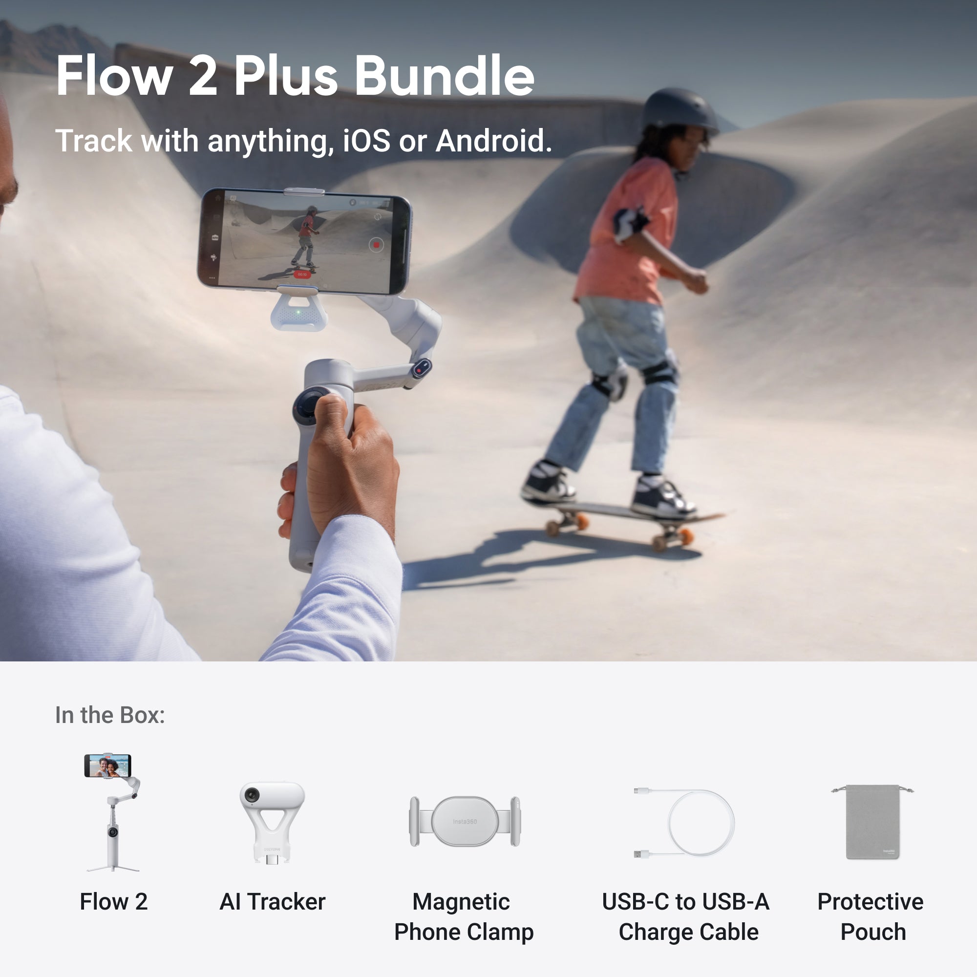 Insta360 Flow 2 Stone Gray AI Tracker Bundle secondary view