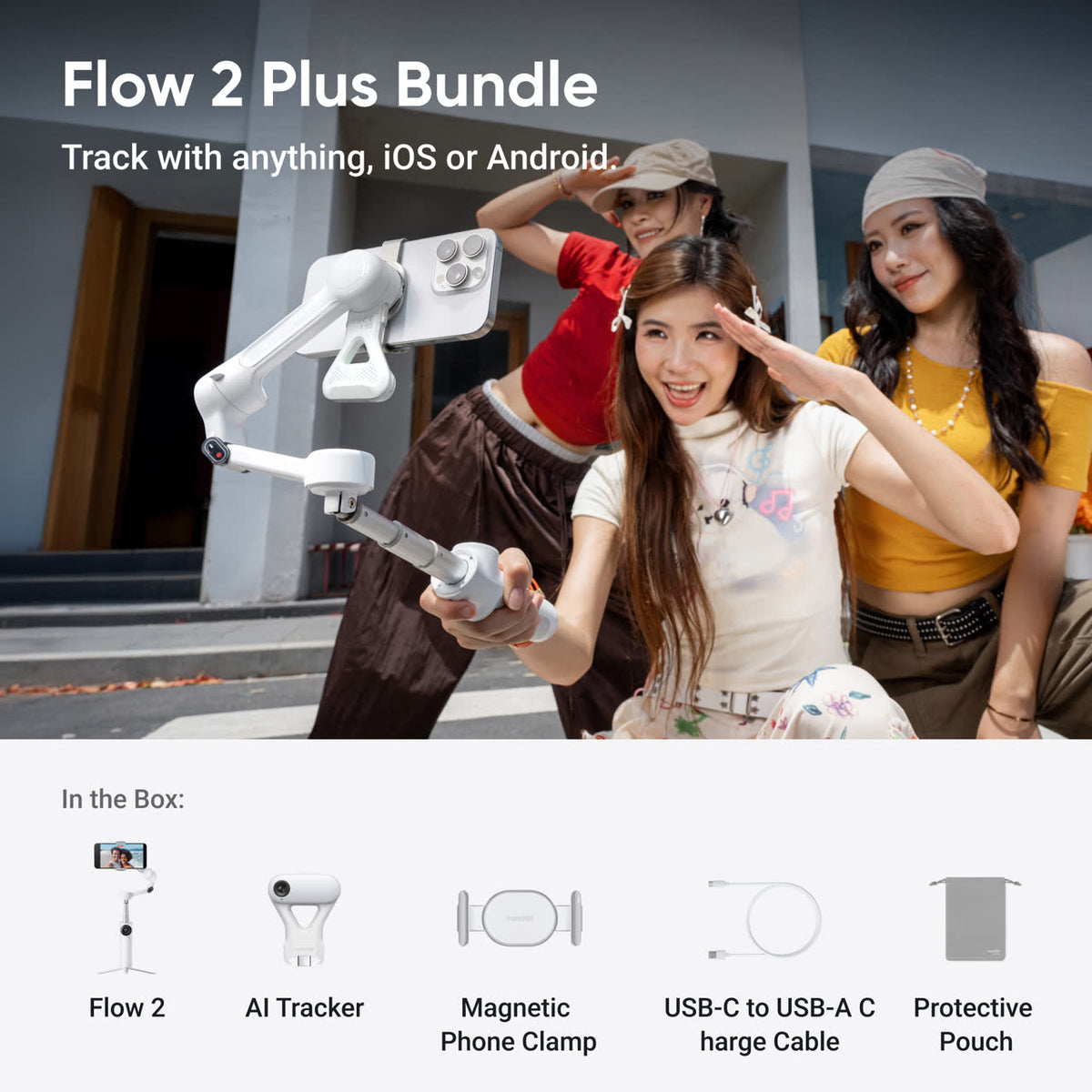 Insta360 Flow 2 Summit White AI Tracker Bundle