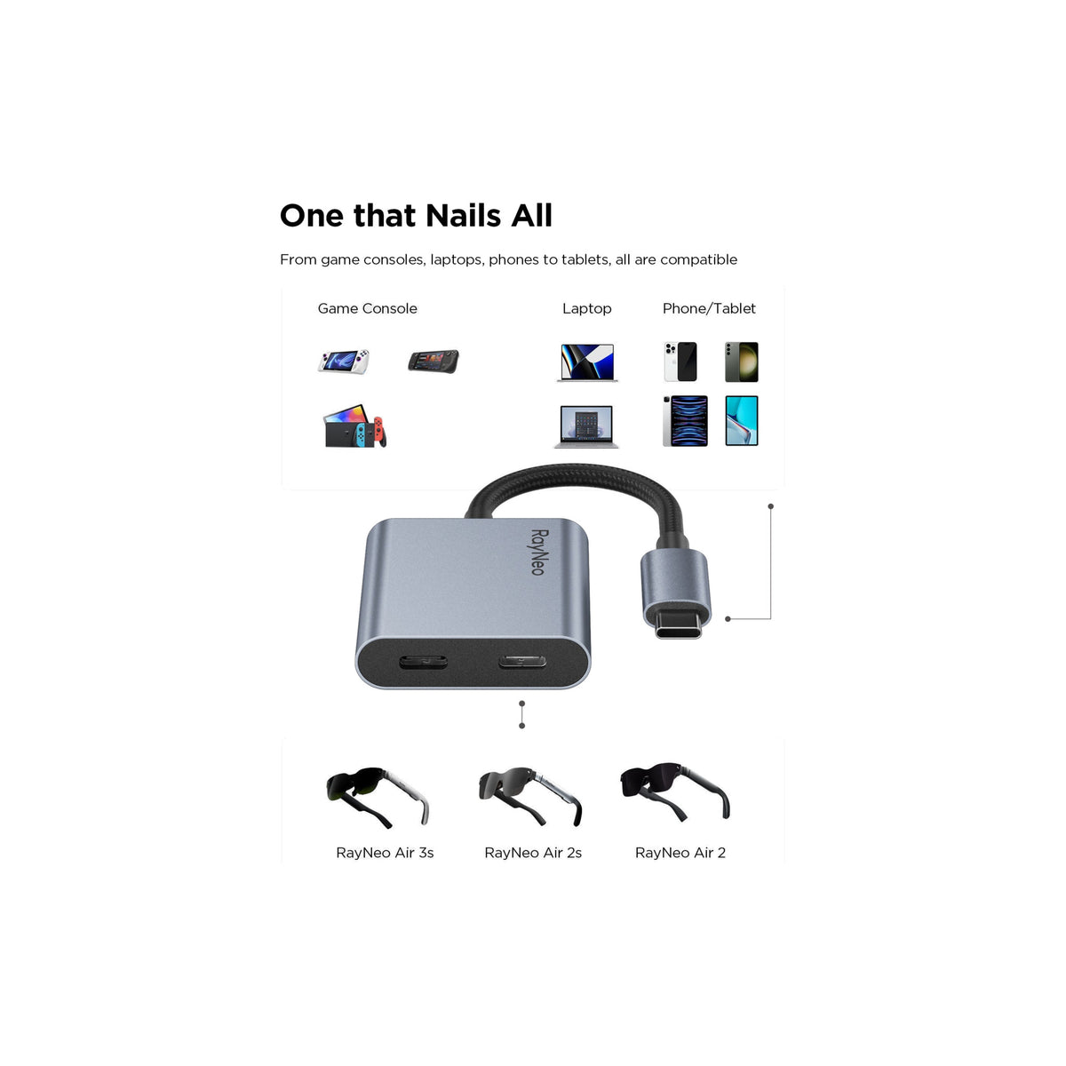 RayNeo USB-C Charging Adapter product view 2