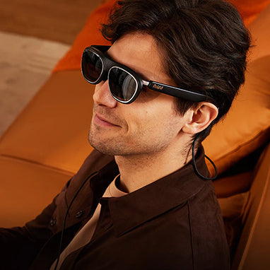 Rokid Max 2 AR glasses worn for entertainment