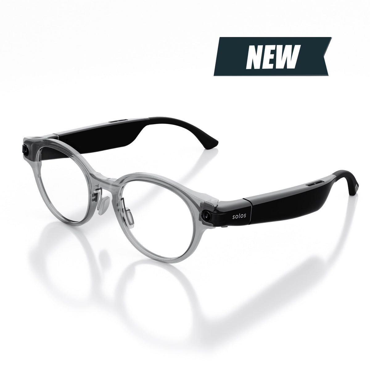 Solos AirGo V2 Prime 2 smart glasses in Shiny Crystal Gray