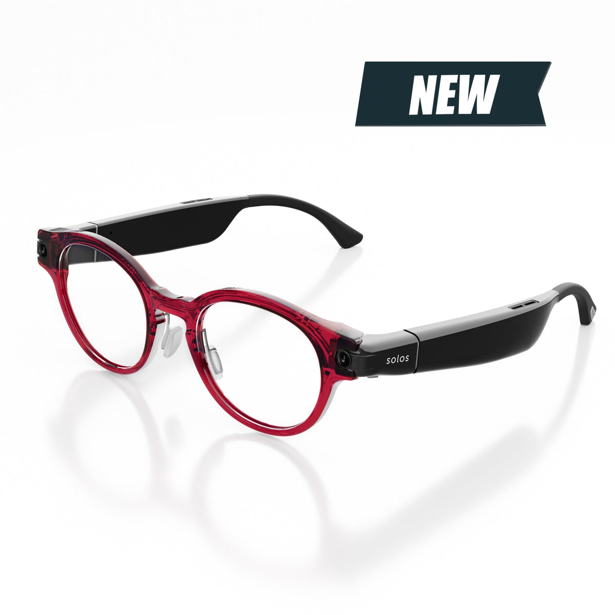 Solos AirGo V2 Prime 2 smart glasses in Vive Clear Red