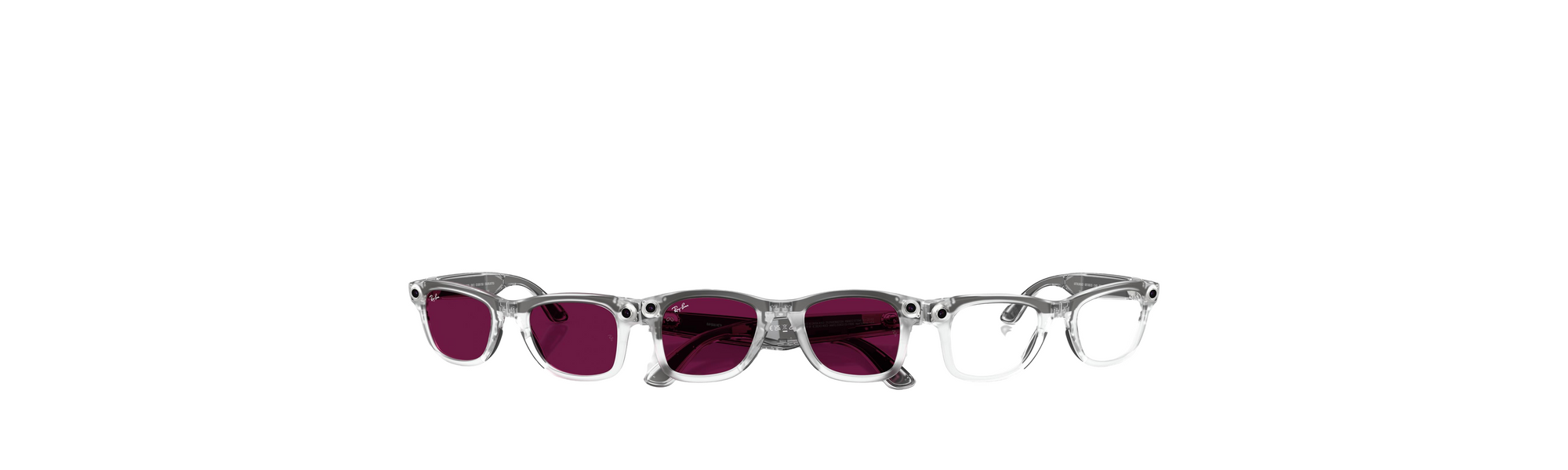 A picture of the Ray-Ban Meta Wayfarer Gen 2 Transparent edition, smart glasses