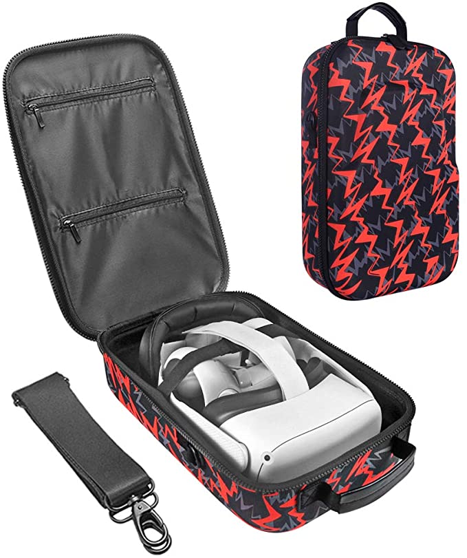 HIJIAO Hard Travel Case for Meta Quest 2 & Quest (2019) VR Gaming Headset - Red