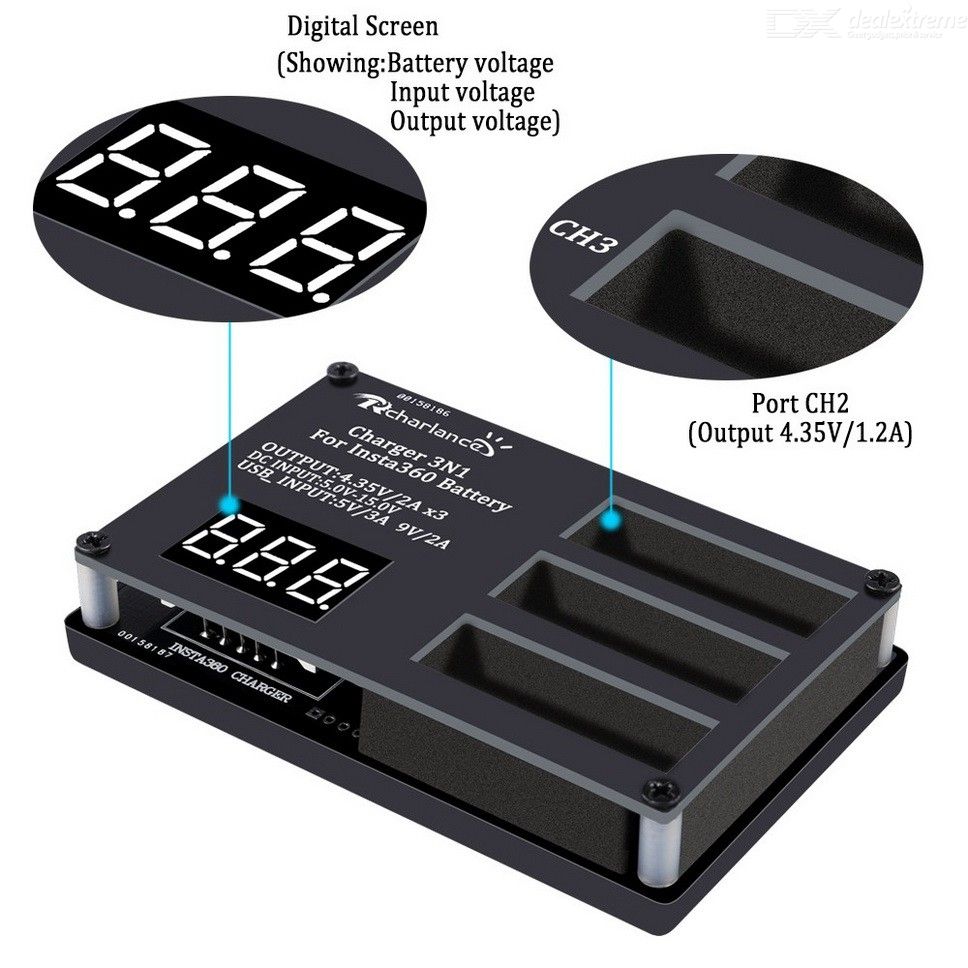 UniOEM 3in1 Insta360 ONE X Battery Charger (Without Power Adapter)